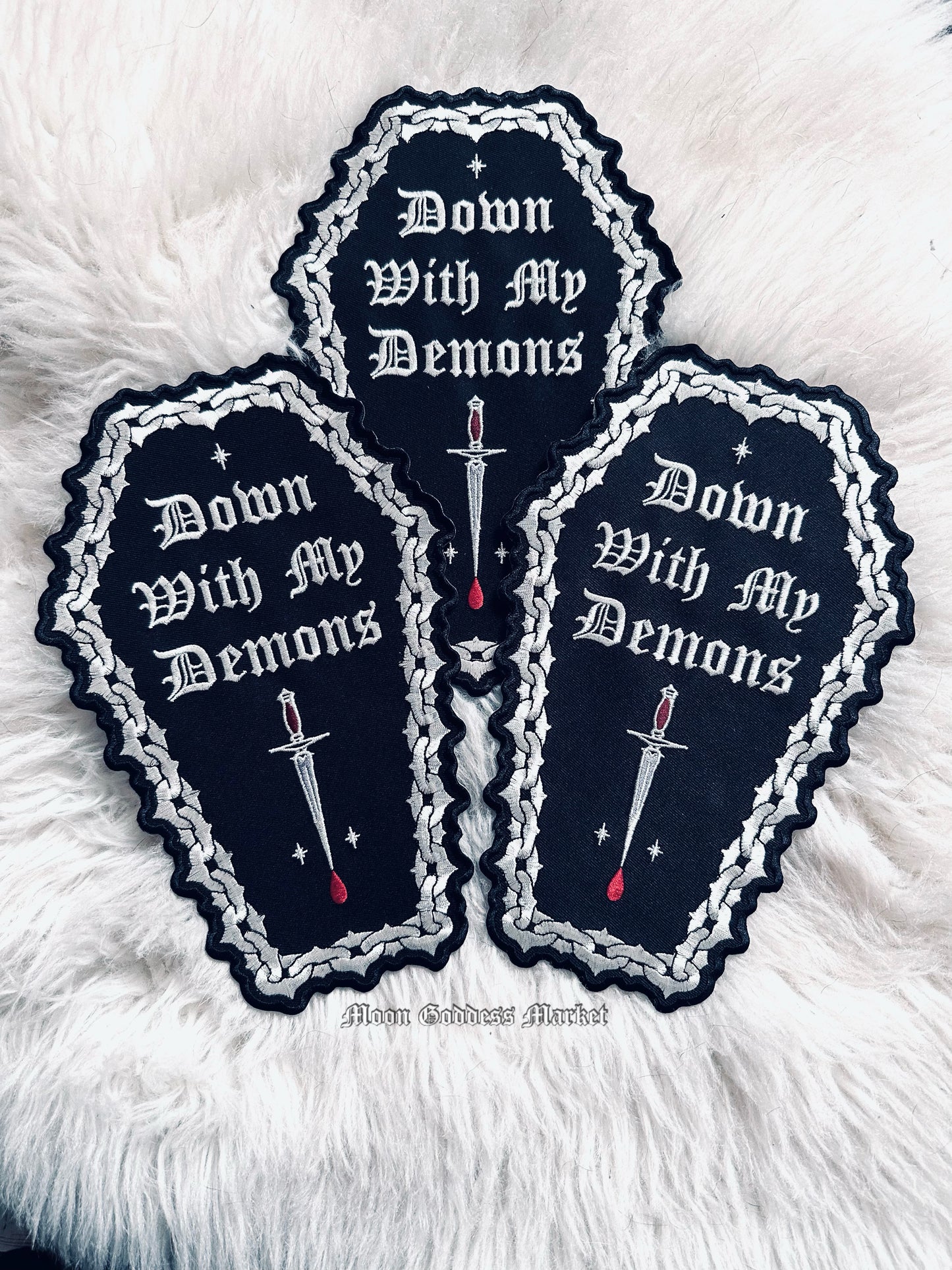 Down With My Demons XL Large Iron On Back Patch - Moon Goddess Market