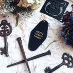 Hotel Motel Key Chain Black and Gold Goest and fucketh thyself - Moon Goddess Market