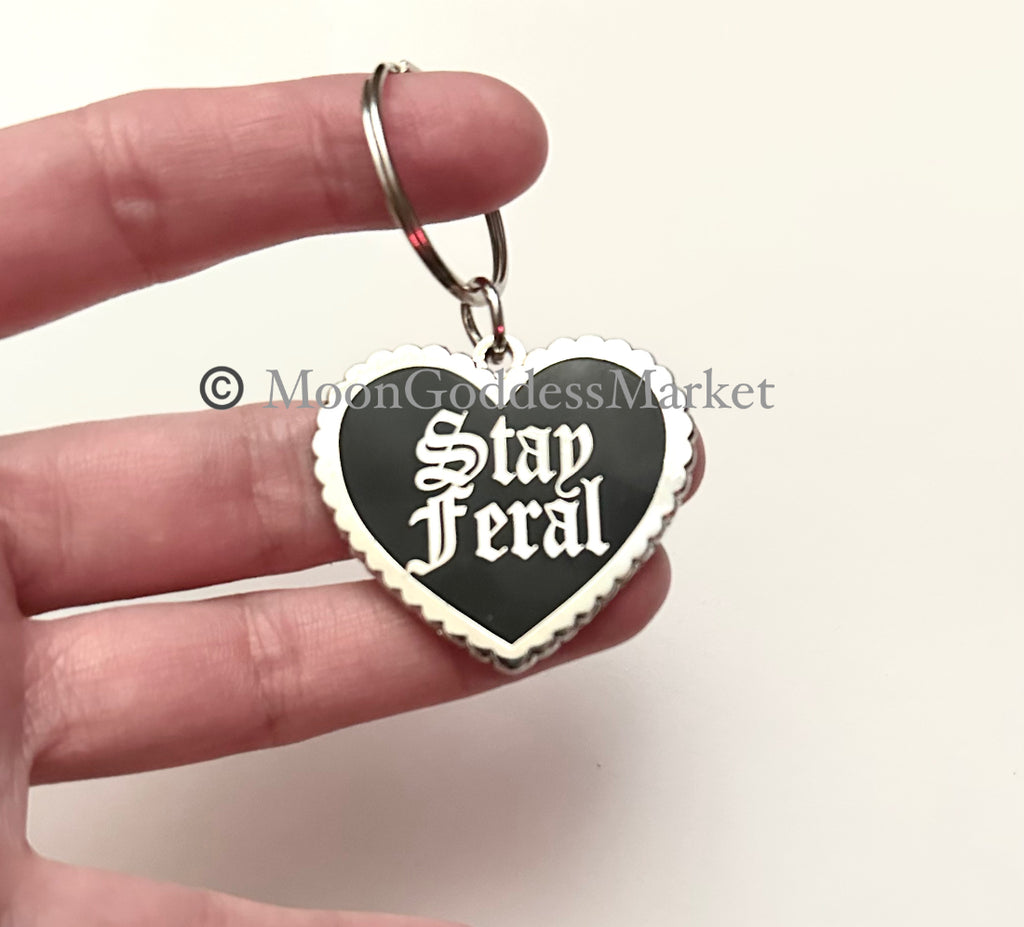 Stay Feral Pet Dog or Cat Tag Collar Charm Copyright Moon Goddess Market