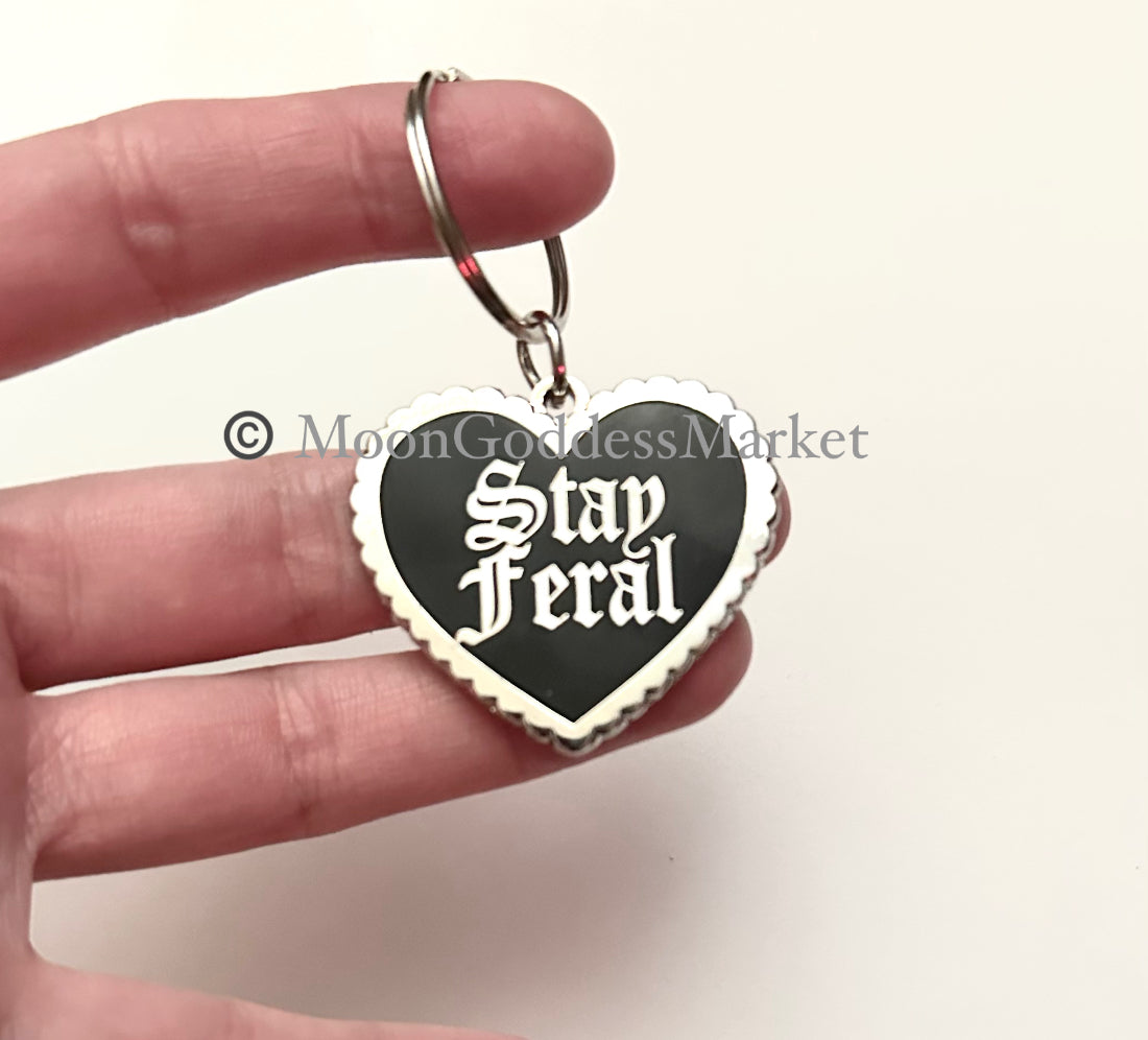 Stay Feral Pet Dog or Cat Tag Collar Charm Copyright Moon Goddess Market