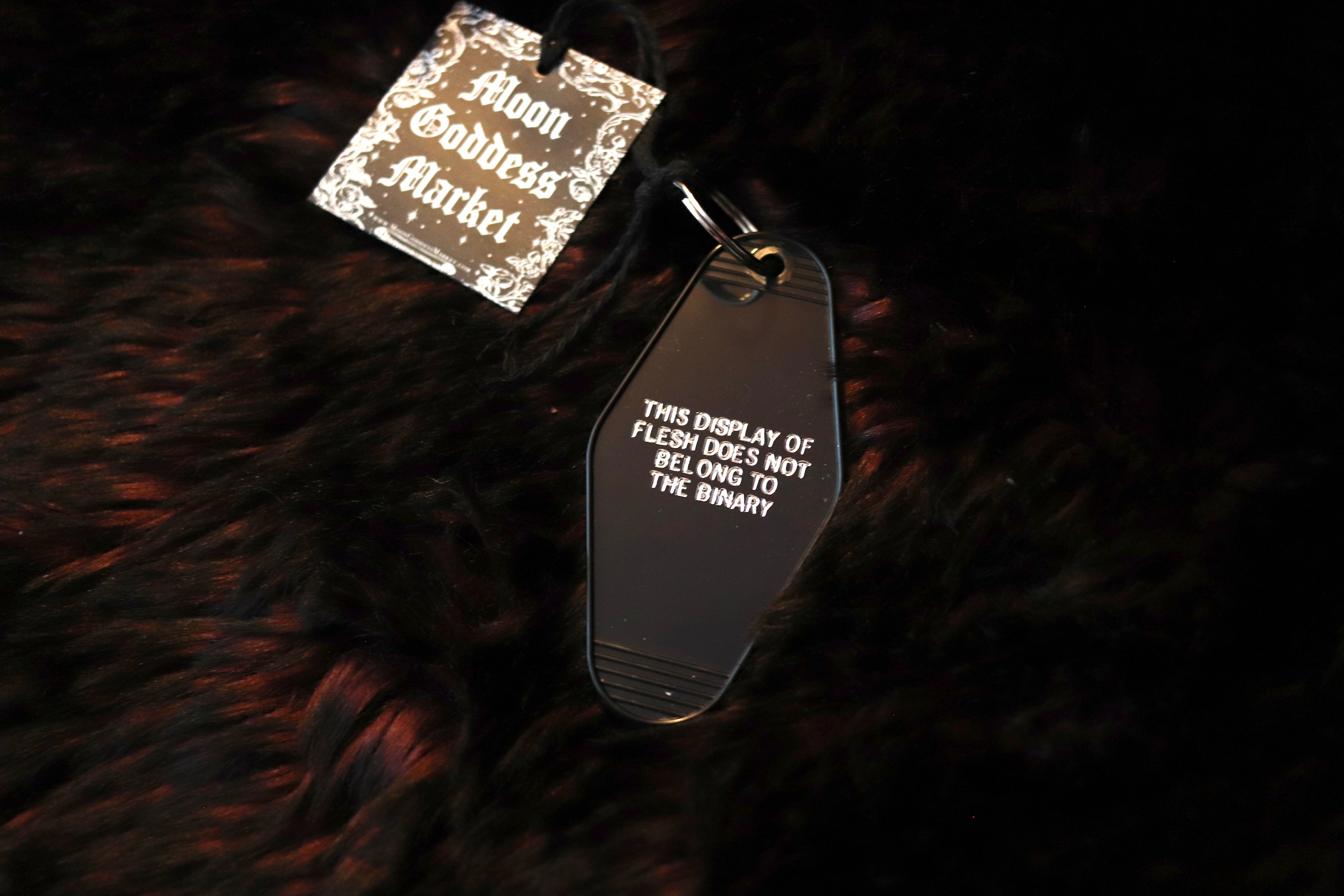 Non Binary “This flesh does not belong to the binary” Vintage Hotel Motel Keychain