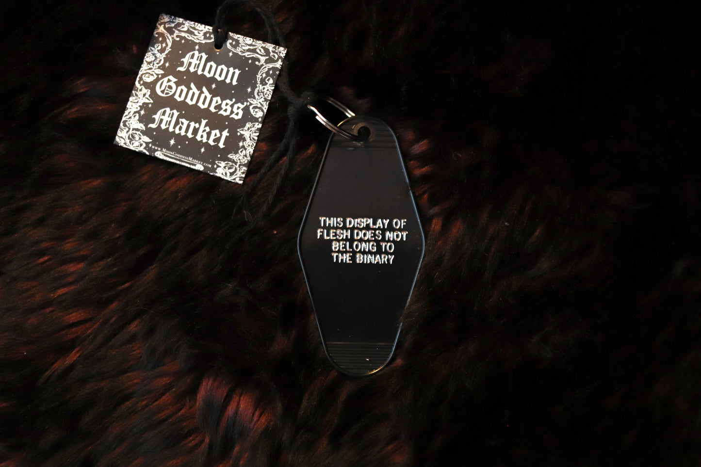 Non Binary “This flesh does not belong to the binary” Vintage Hotel Motel Keychain