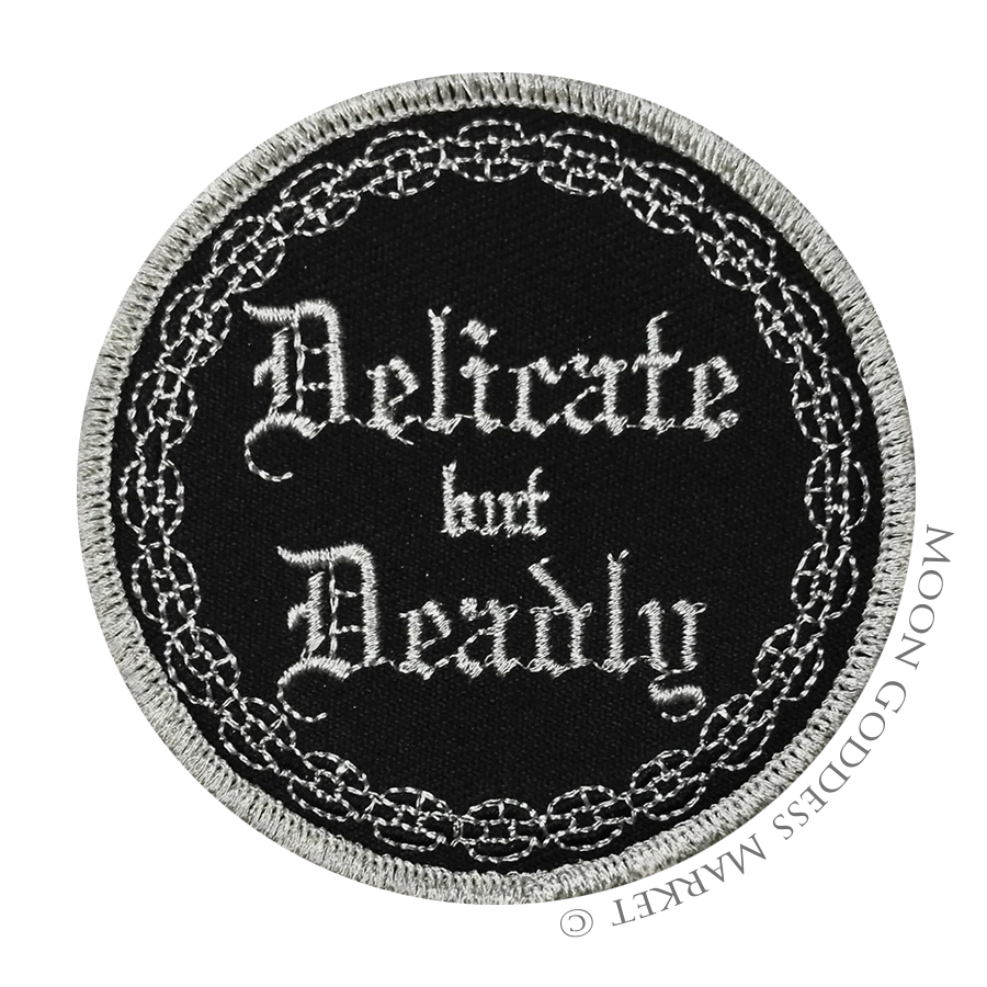 Delicate but Deadly Iron On Patch - Moon Goddess Market