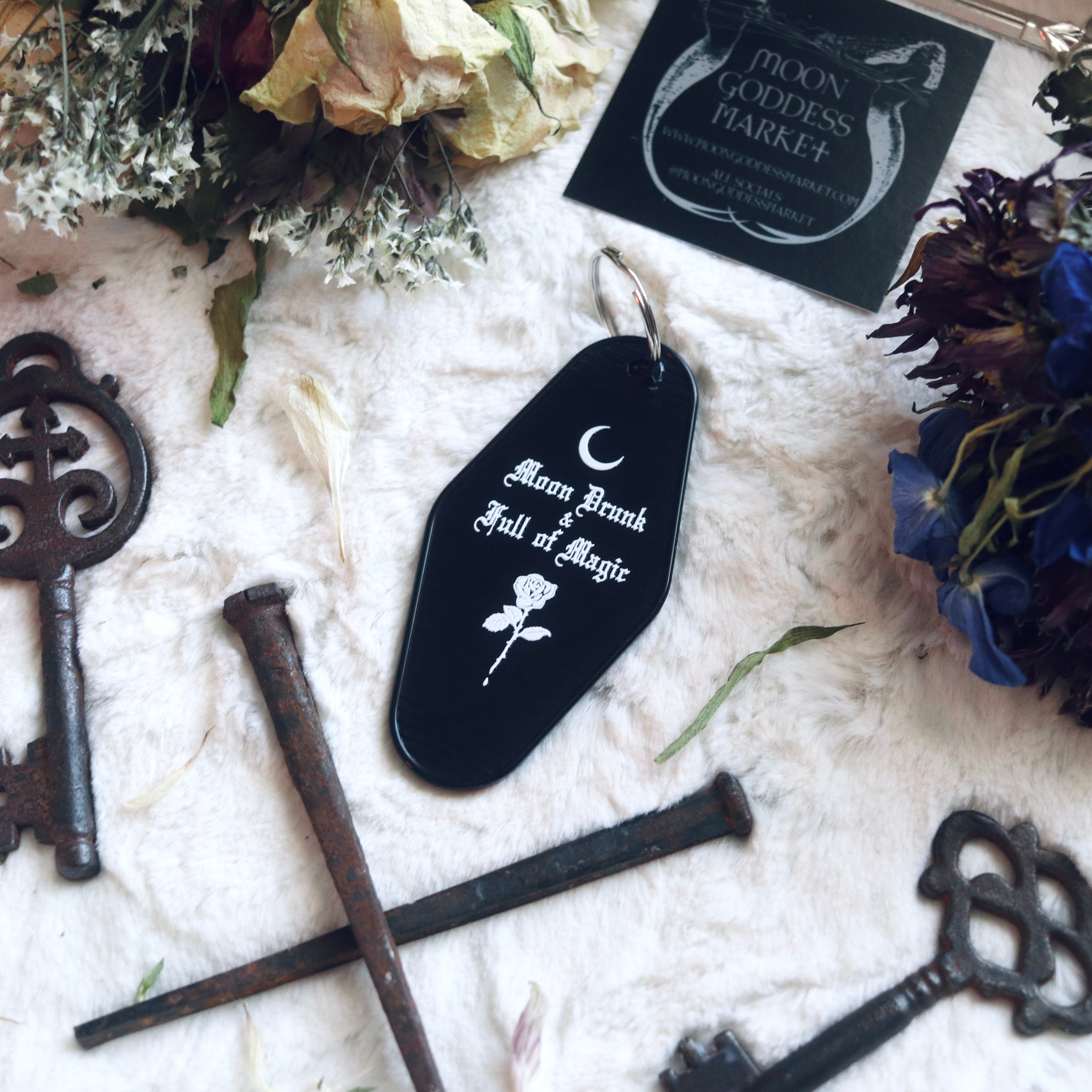 Moon Drunk and Full of Magic Keychain - Moon Goddess Market