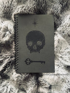 Hand Printed Skull Skeleton Key Journal