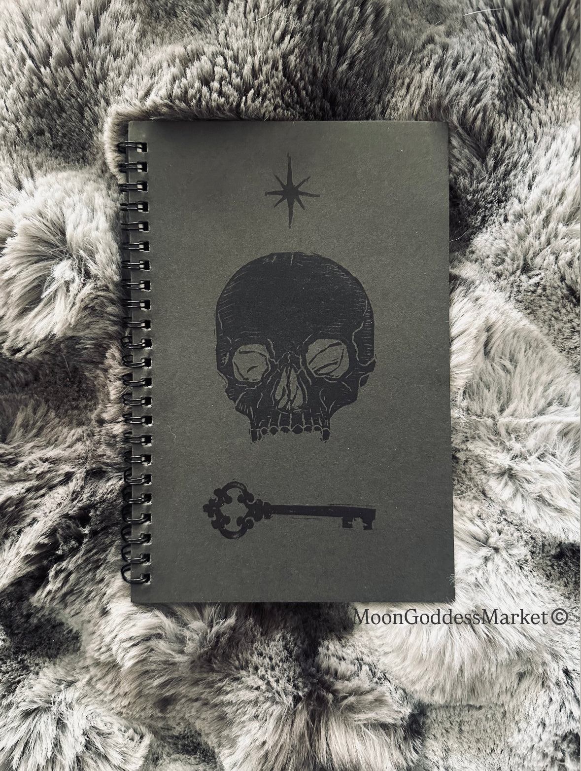 Hand Printed Skull Skeleton Key Journal