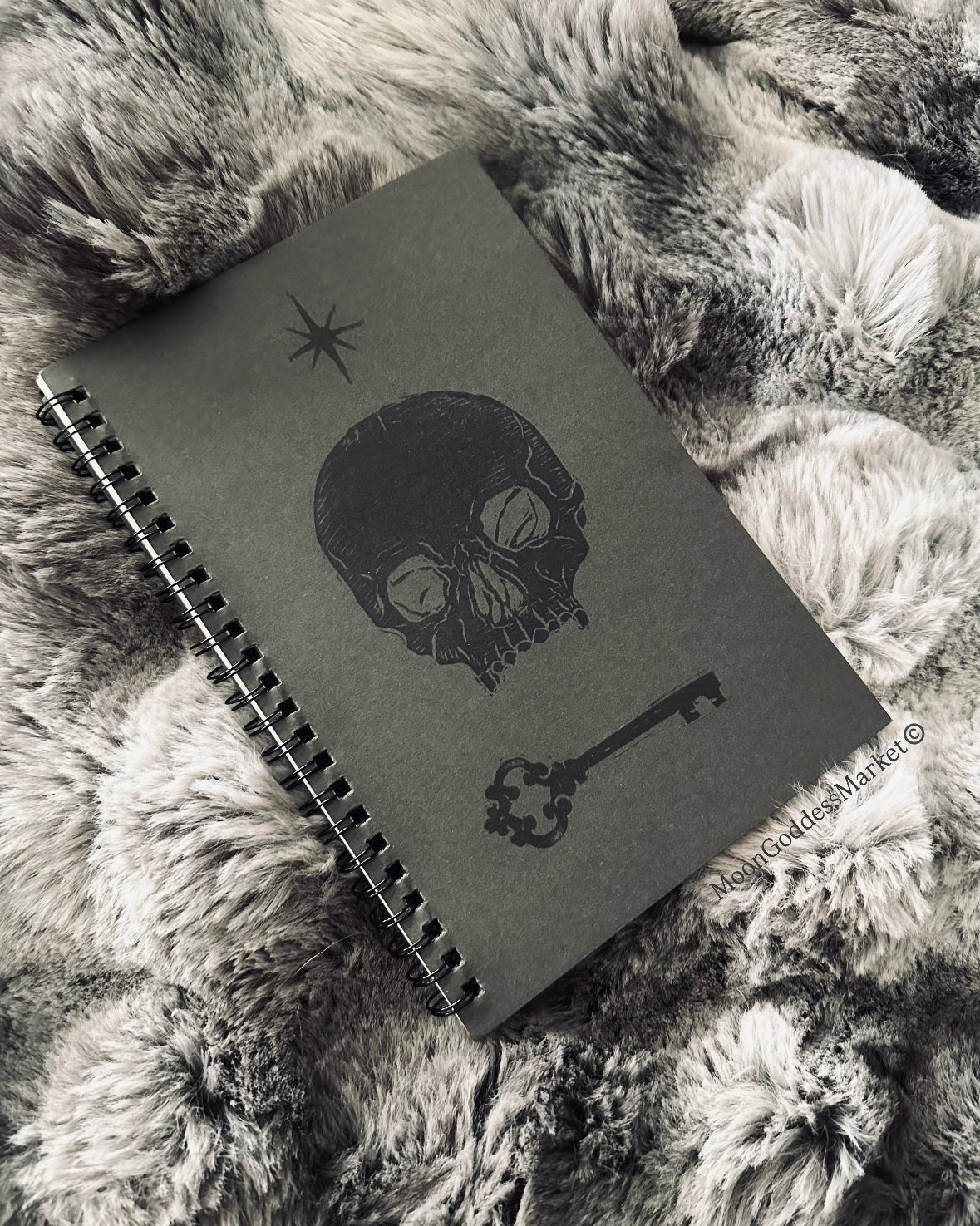 Hand Printed Skull Skeleton Key Journal