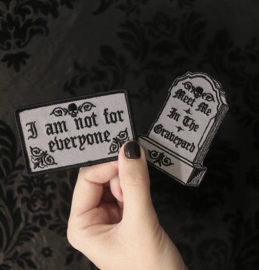 Bundle - I Am Not For Everyone & Meet Me In The Grave Yard Moon Goddess Market 3” Iron on Patch