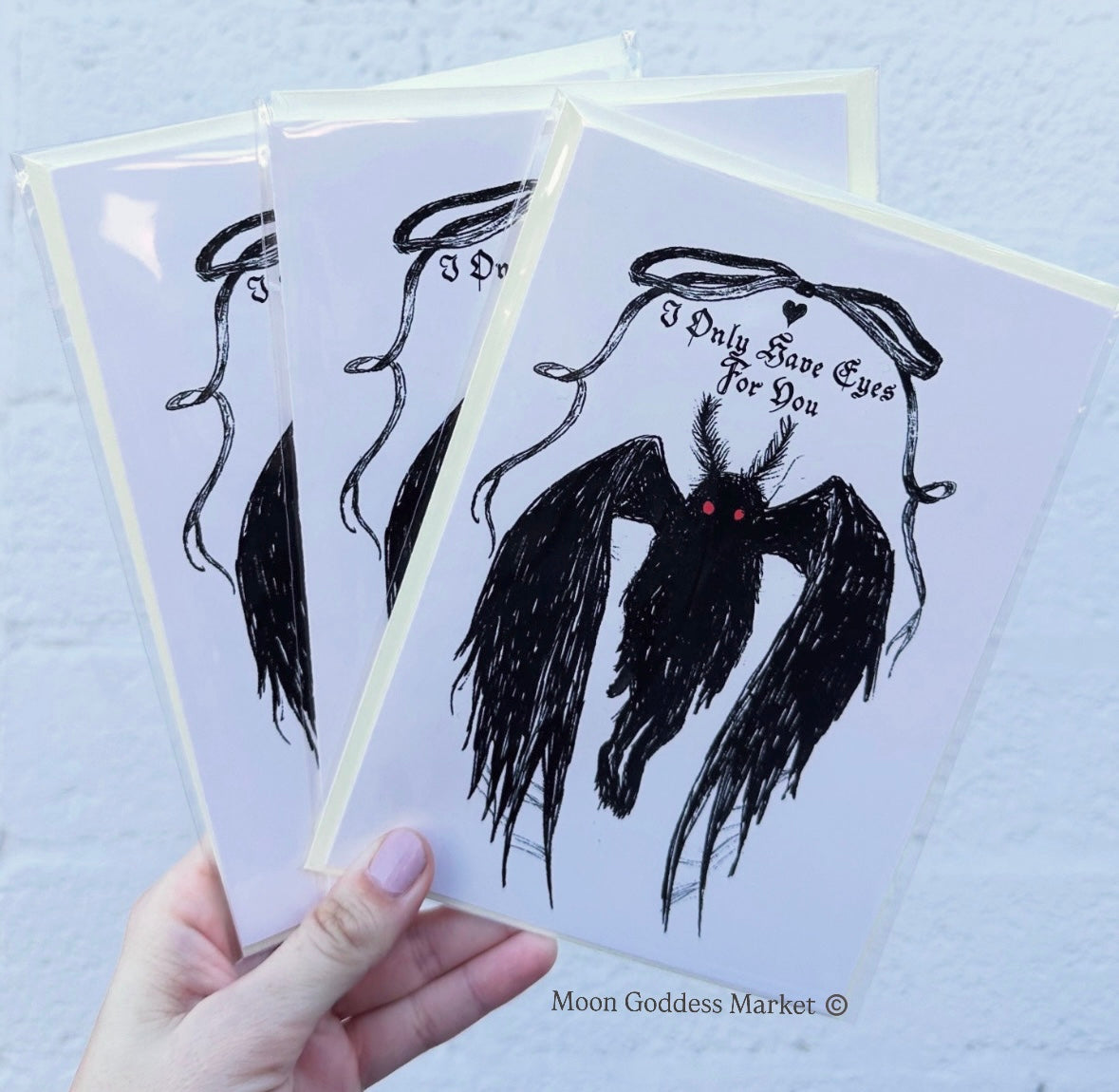 Mothman Cryptid Greeting Card “I Only Have Eyes For You” - Moon Goddess Market