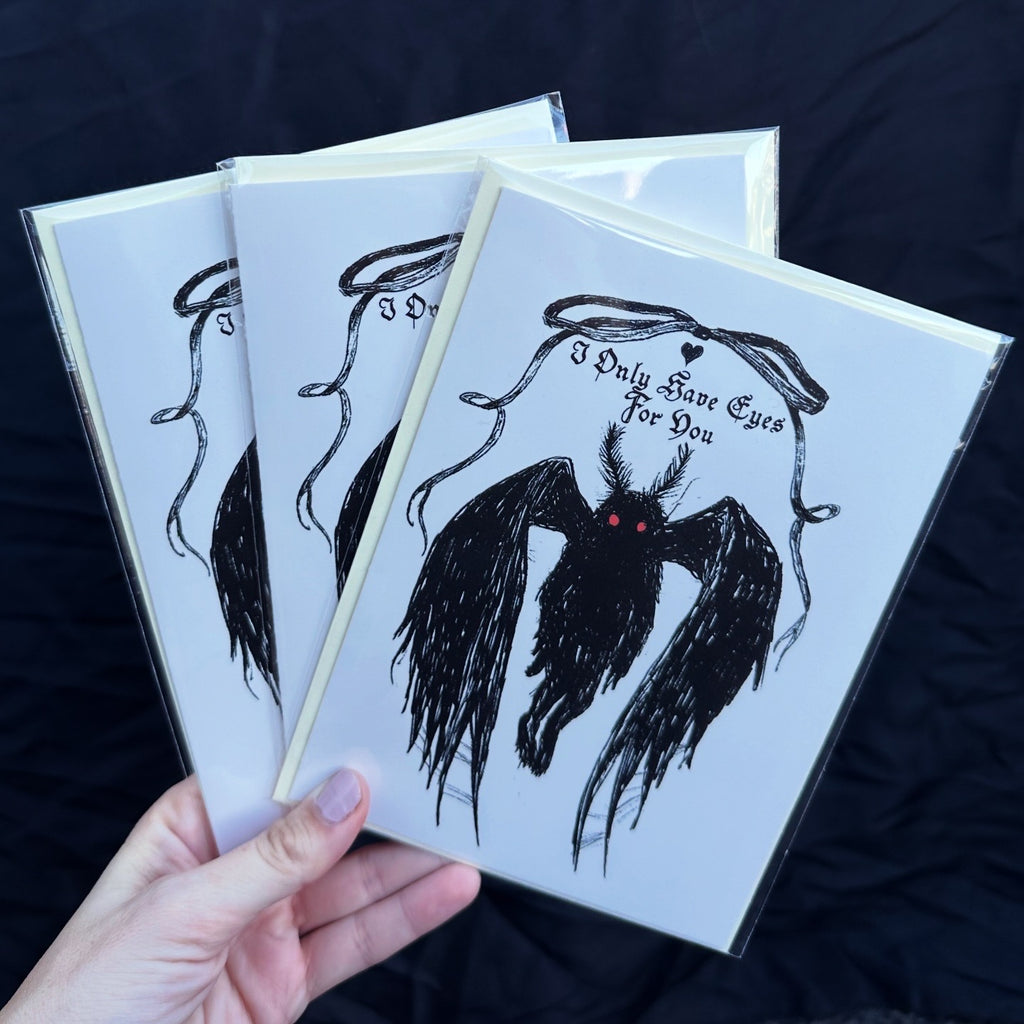Mothman Cryptid Greeting Card “I Only Have Eyes For You” - Moon Goddess Market