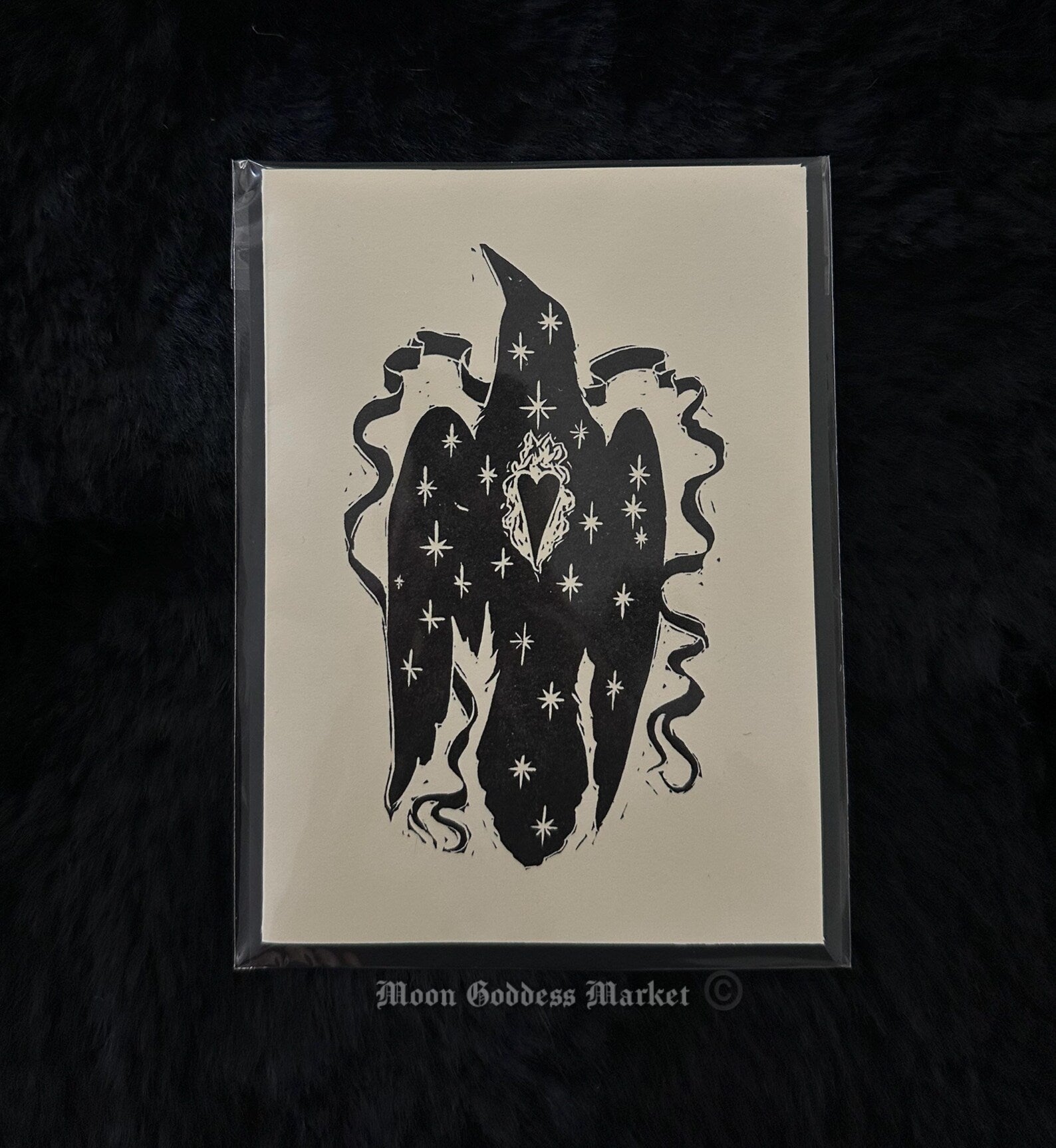 Celestial Raven Greeting Card - Moon Goddess Market