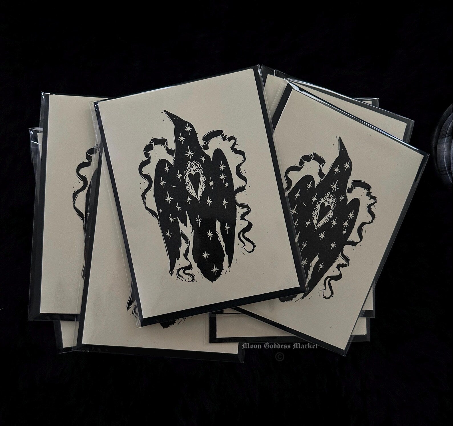 Celestial Raven Greeting Card - Moon Goddess Market