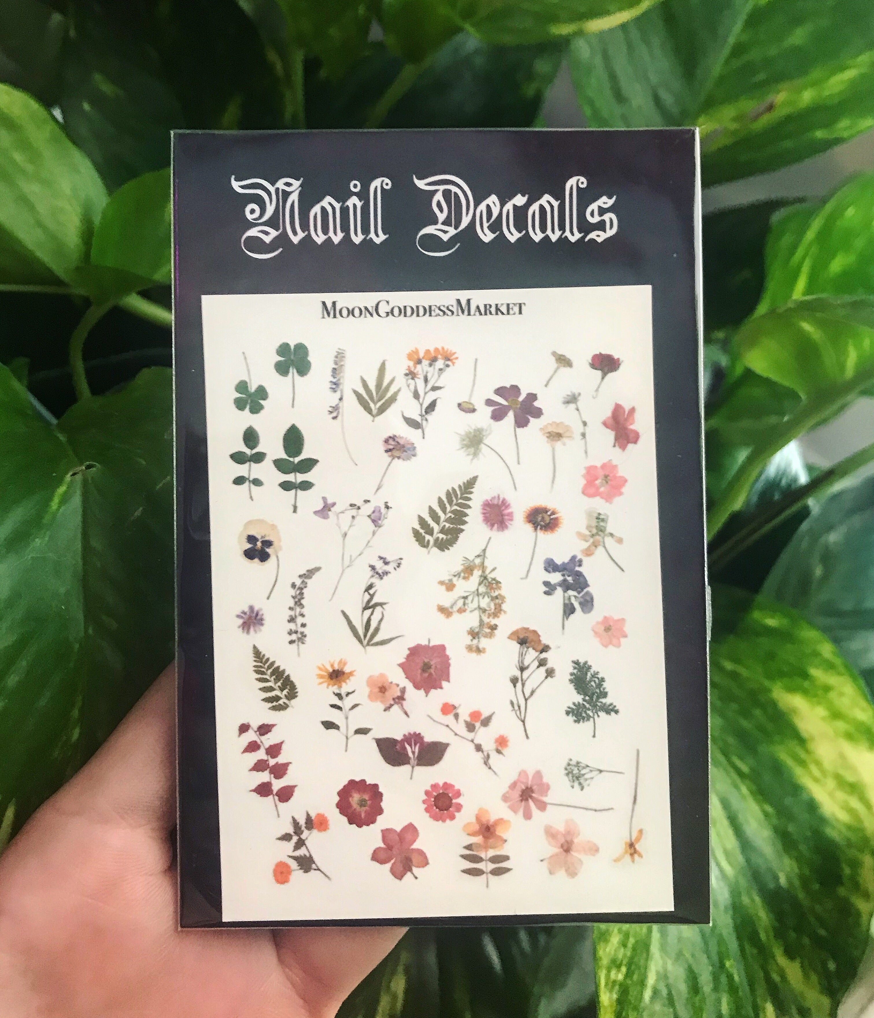 Pressed Floral Garden Nail Decals | Water Slide | Easy & Fun - Moon Goddess Market