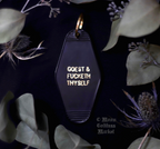 Hotel Motel Key Chain Black and Gold Goest and fucketh thyself - Moon Goddess Market
