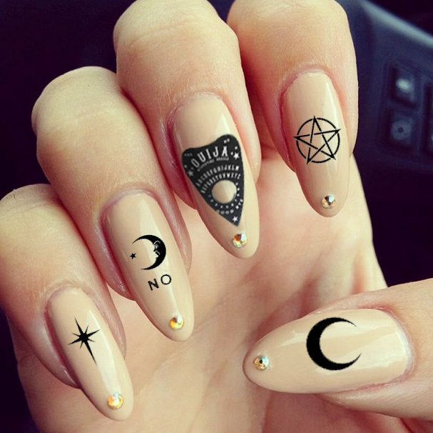 30 pagan Ouija Nail Decals Waterslide Type Mystical Magickal Nails - Moon Goddess Market