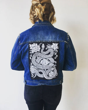 Original Hand carved Block Print sew-on back patch by MoonGoddessMarket® - Moon Goddess Market