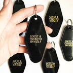 Hotel Motel Key Chain Black and Gold Goest and fucketh thyself - Moon Goddess Market