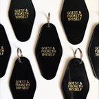 Hotel Motel Key Chain Black and Gold Goest and fucketh thyself - Moon Goddess Market