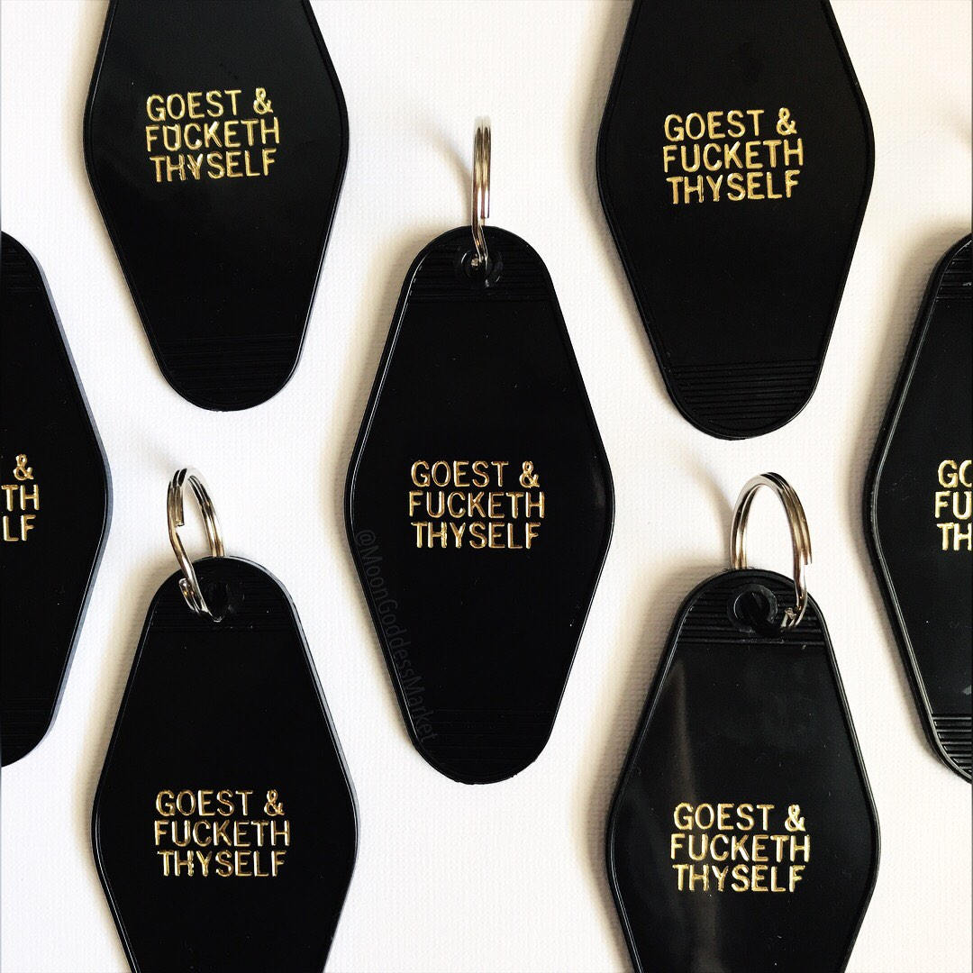 Hotel Motel Key Chain Black and Gold Goest and fucketh thyself - Moon Goddess Market