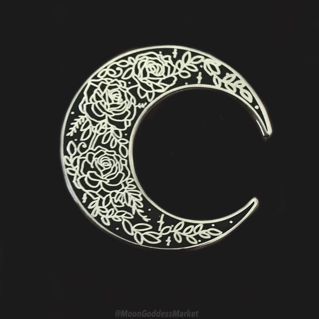 Rose Moon Lapel Pin | Moon Goddess Market Original | Pins for your stuff | Lapel Pin Witchy Occult - Moon Goddess Market