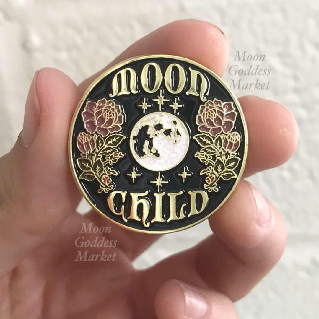 Moon Child Lapel Pin Moonchild Copyright Moon Goddess Market - Moon Goddess Market