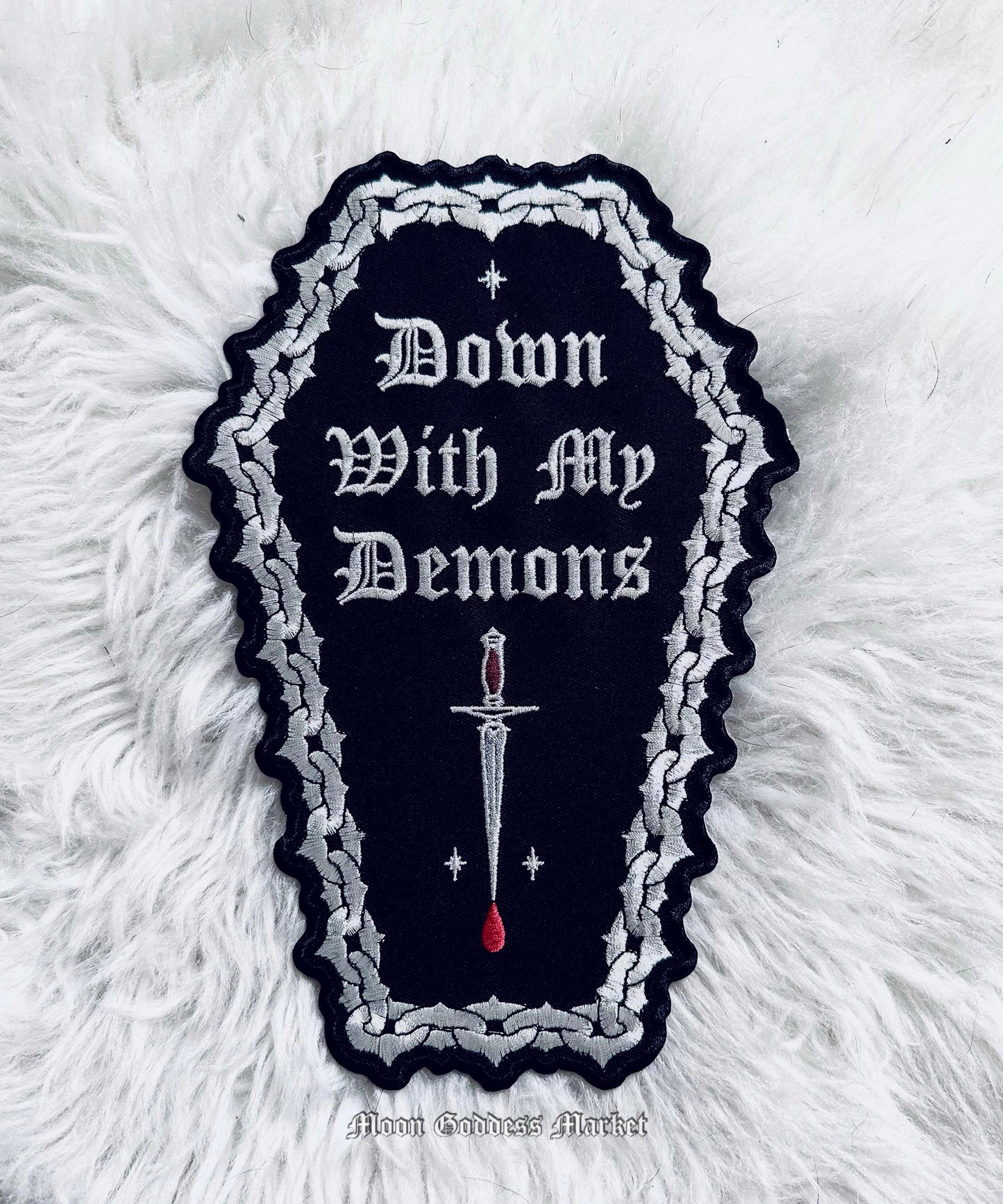 Down With My Demons XL Large Iron On Back Patch - Moon Goddess Market