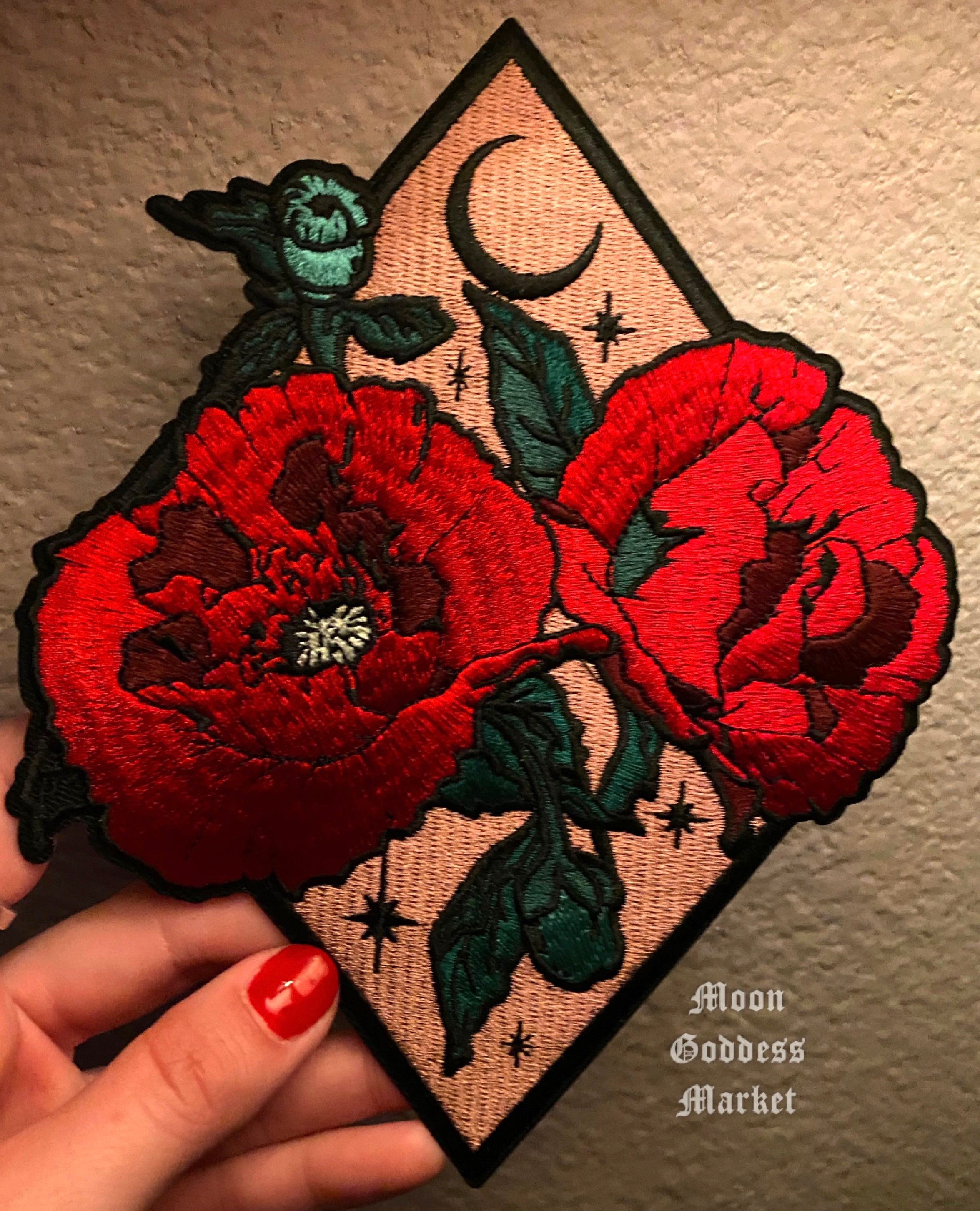 XL Floral Moon 7" Iron On Patches - Moon Goddess Market