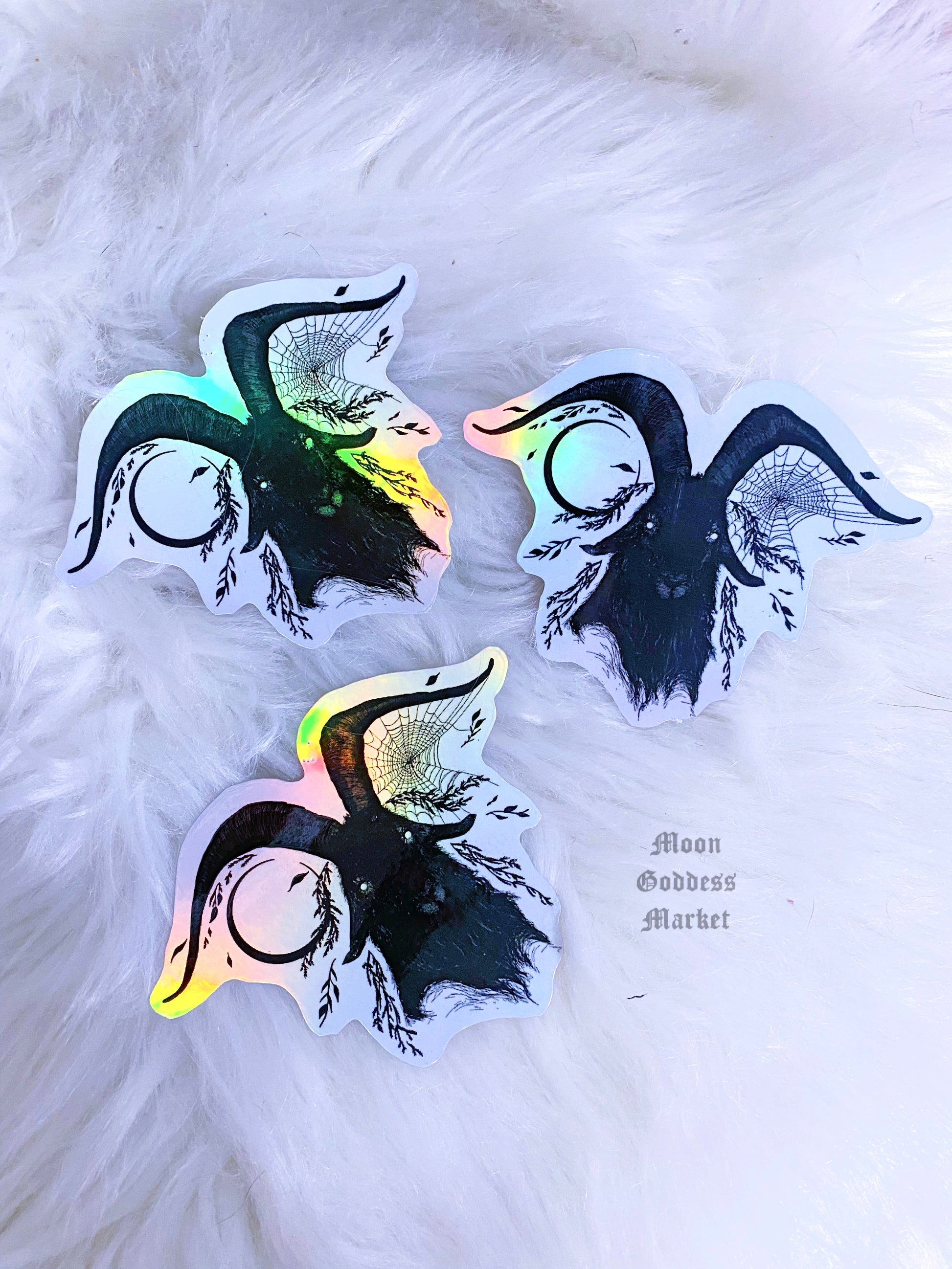 Horned One Holographic stickers - Moon Goddess Market