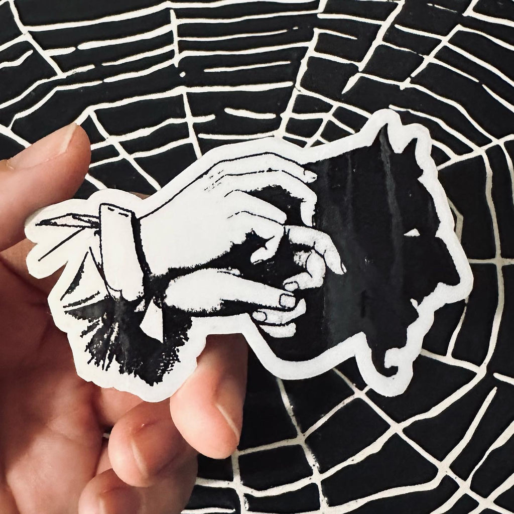 Holographic Silver Devil Shadow Puppet Sticker 1.75”