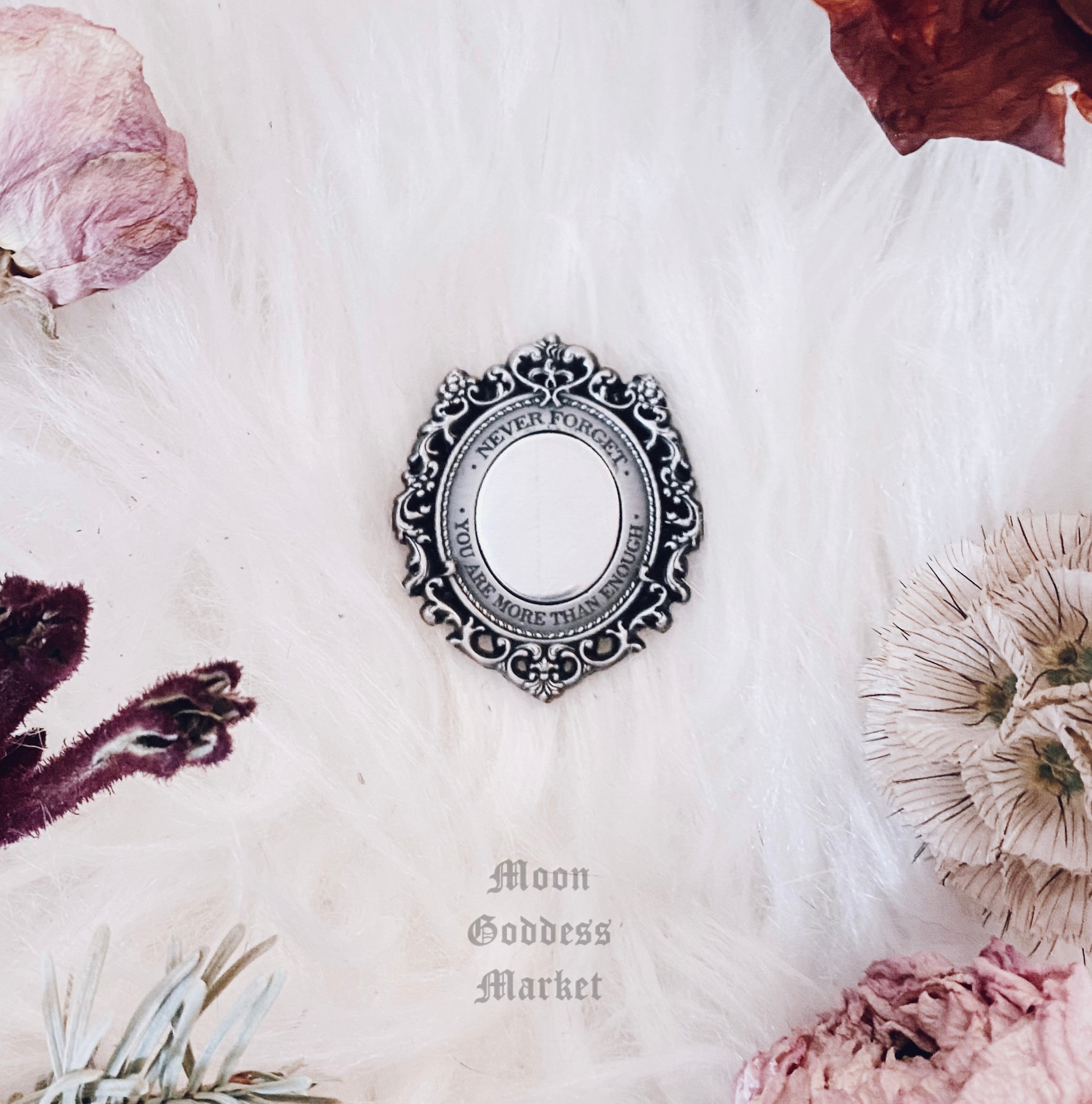 Silver Never Forget You Are More Than Enough Mirror Lapel Pin - Moon Goddess Market