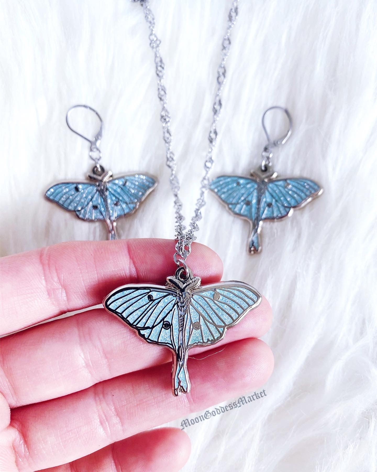 Luna Moth Glitter Set Surgical Steel - Moon Goddess Market