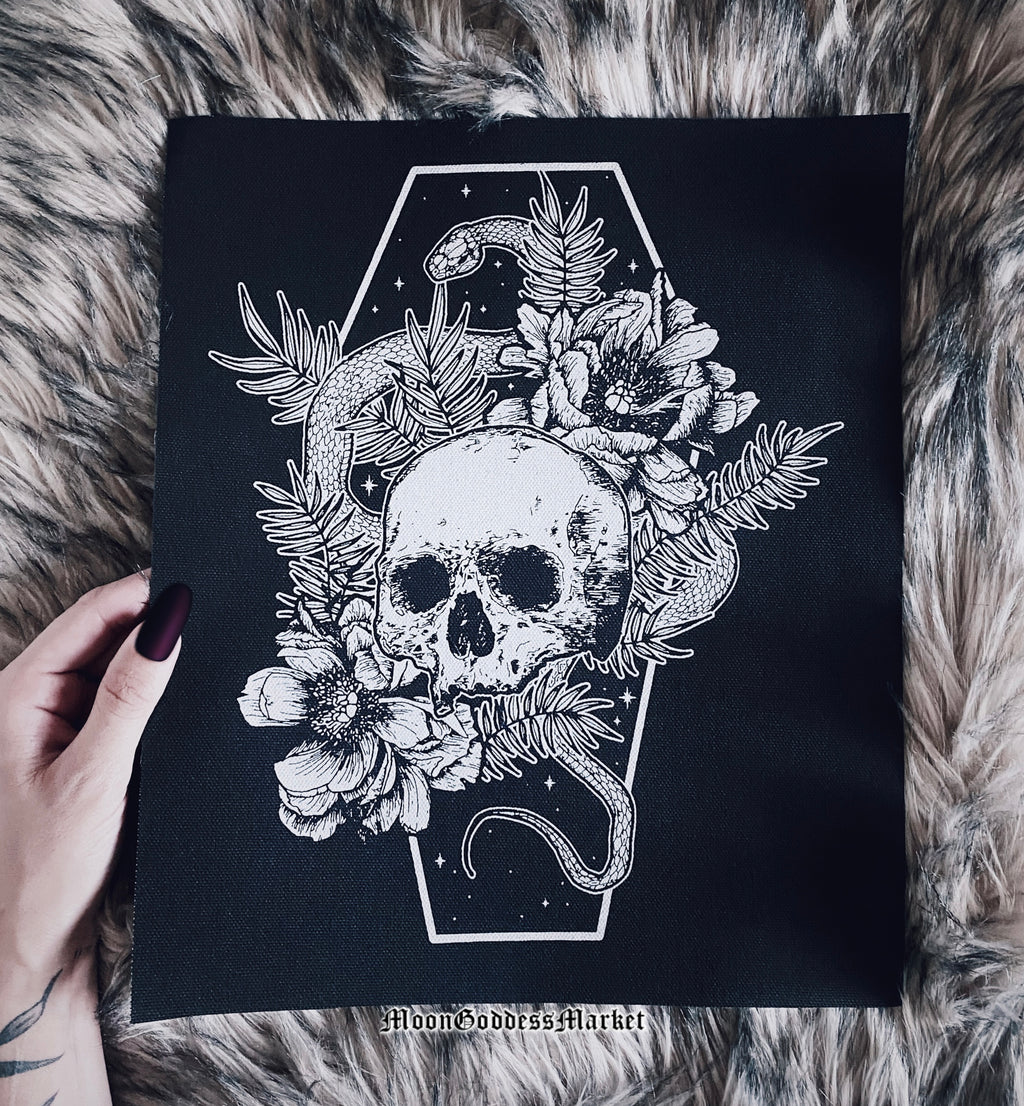 Floral Skull sew-on back patch - Moon Goddess Market