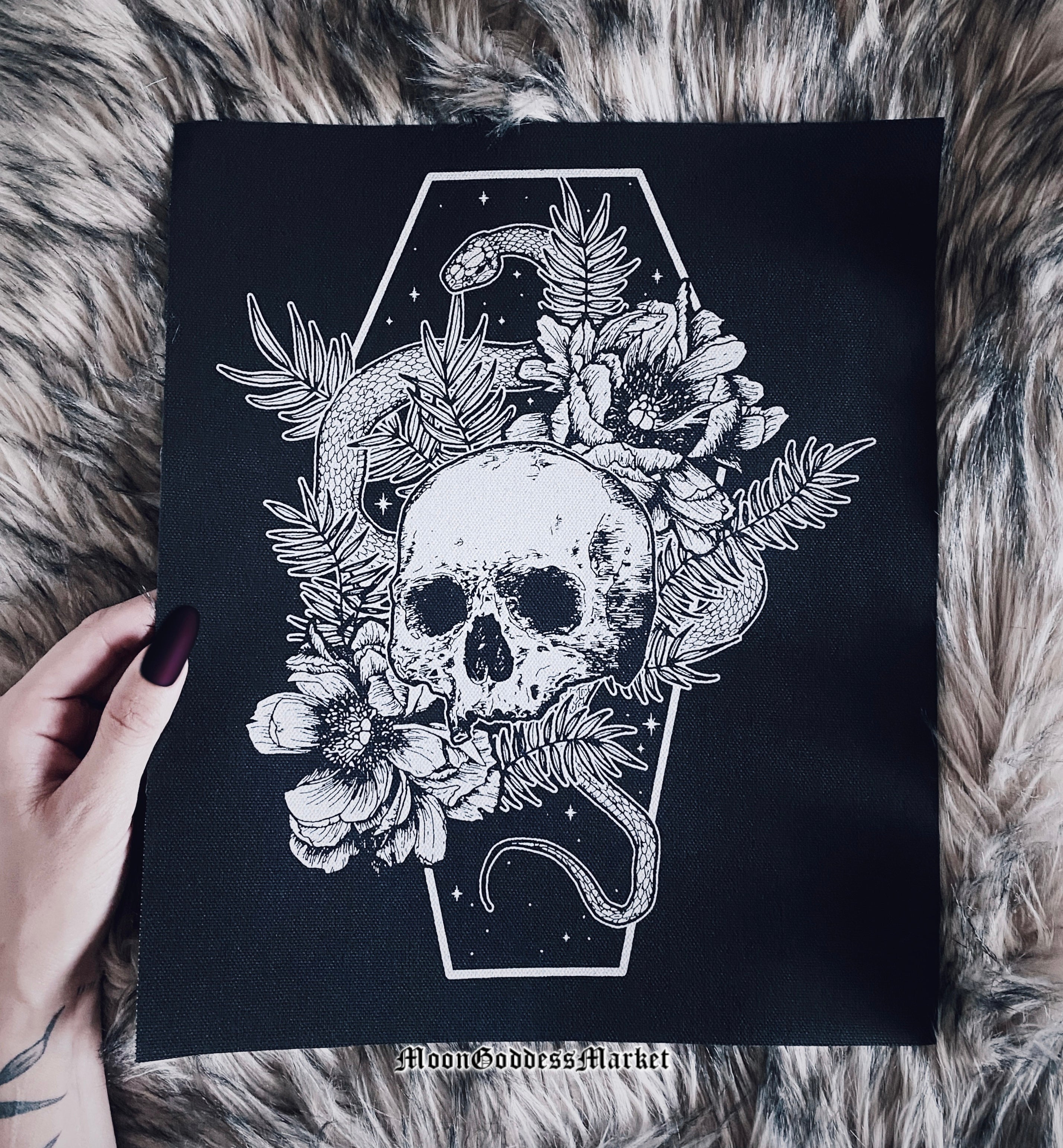 Floral Skull sew-on back patch - Moon Goddess Market