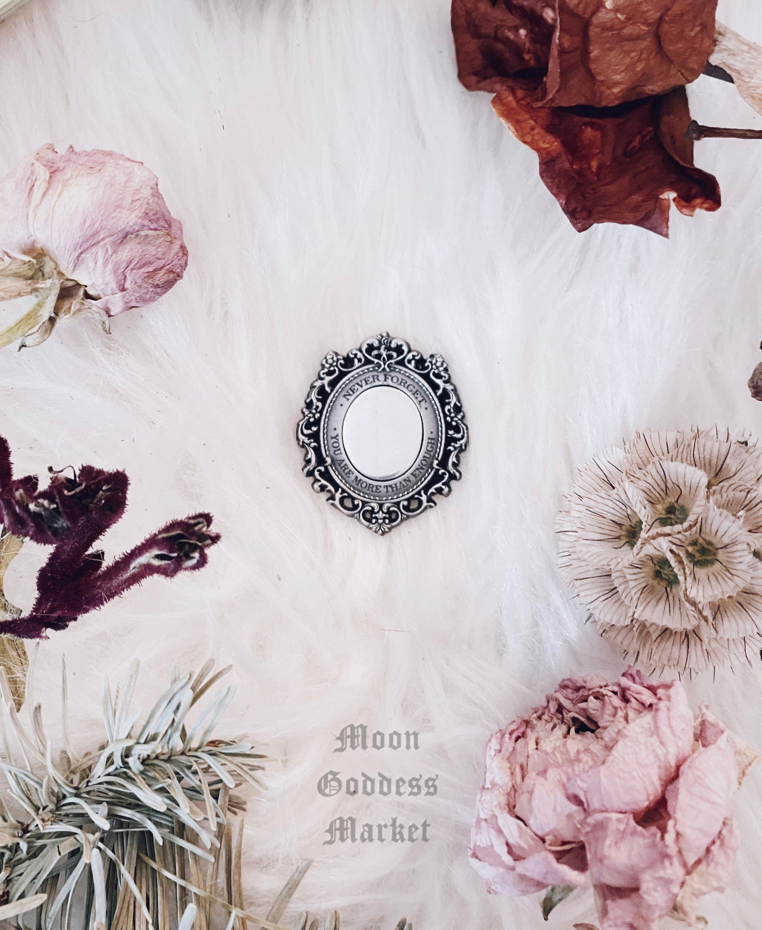 Silver Never Forget You Are More Than Enough Mirror Lapel Pin - Moon Goddess Market