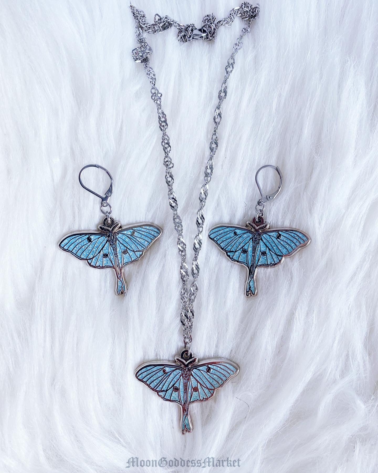 Luna Moth Glitter Set Surgical Steel - Moon Goddess Market