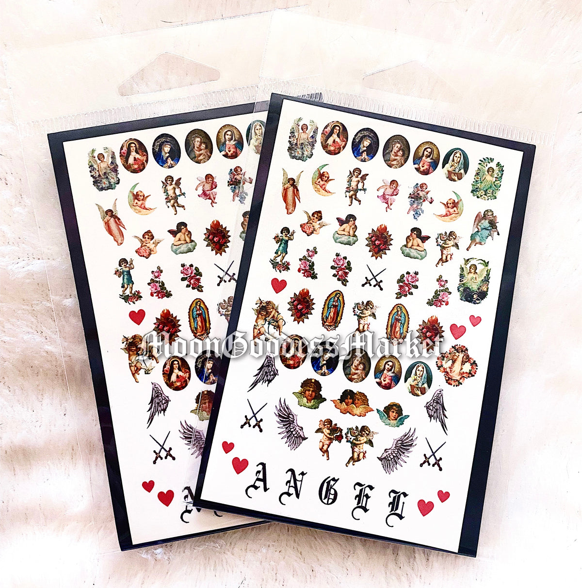 Angels Madonna Mary Saint Bleeding Heart Nail Decals - Moon Goddess Market