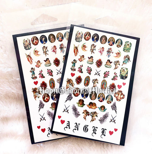 Angels Madonna Mary Saint Bleeding Heart Nail Decals - Moon Goddess Market