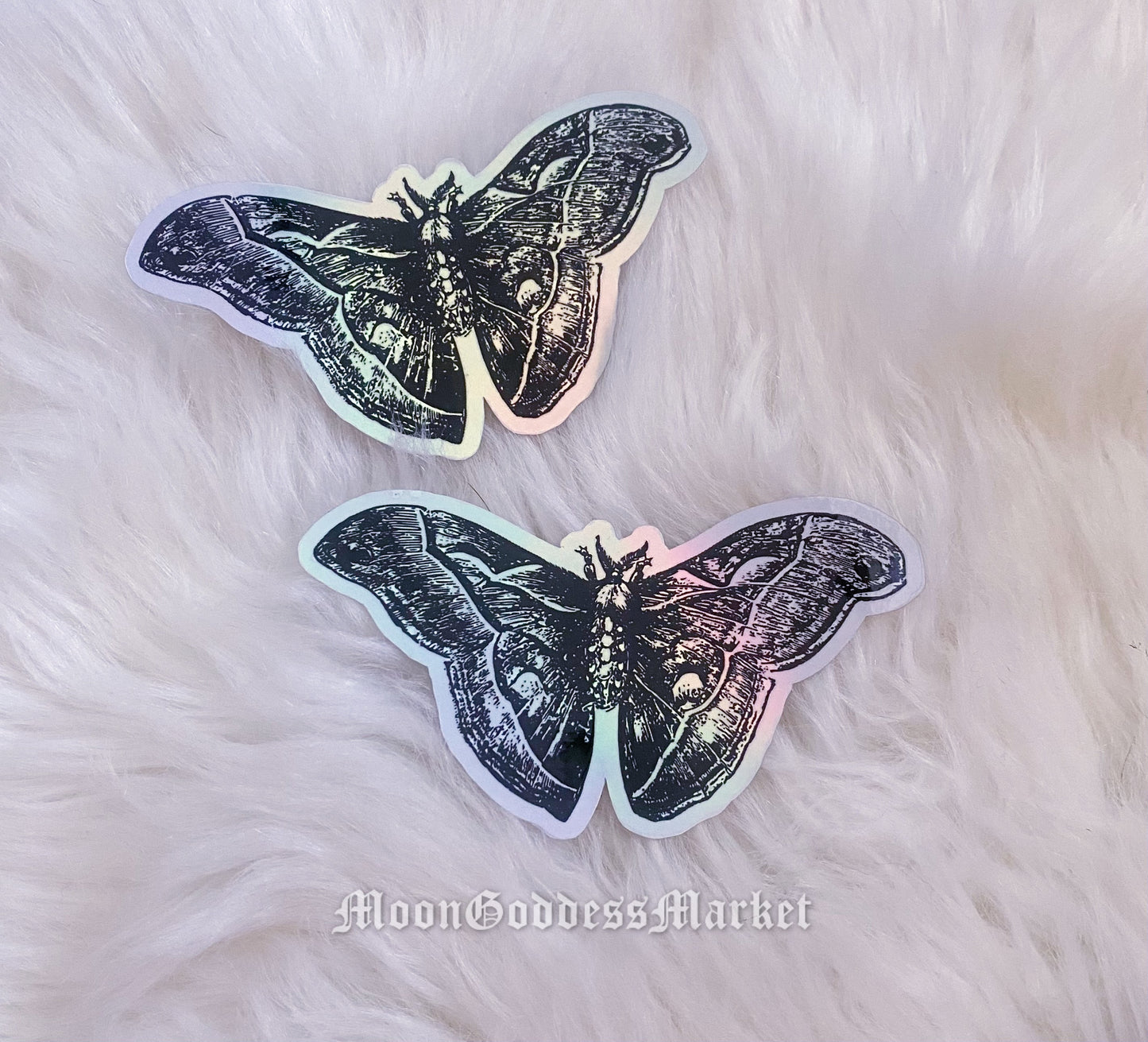 Vintage Moth Holographic Sticker 4” - Moon Goddess Market