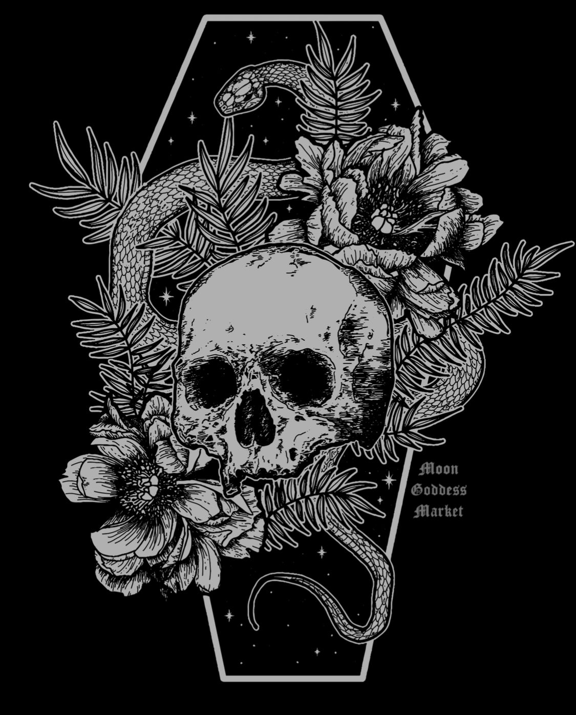 Floral Skull sew-on back patch - Moon Goddess Market