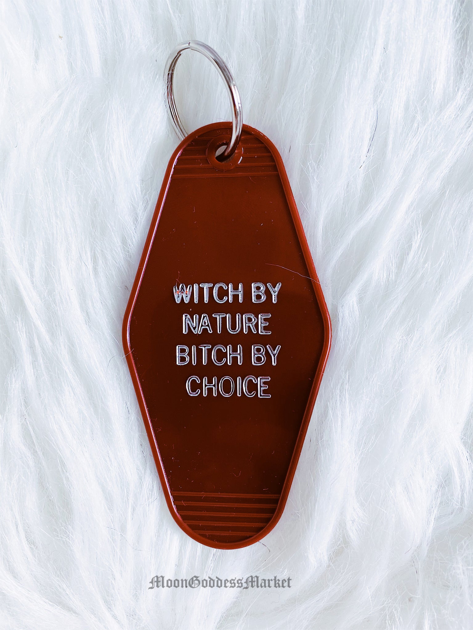 With By Nature Witch By Choice in Silver Motel Keychain - Moon Goddess Market