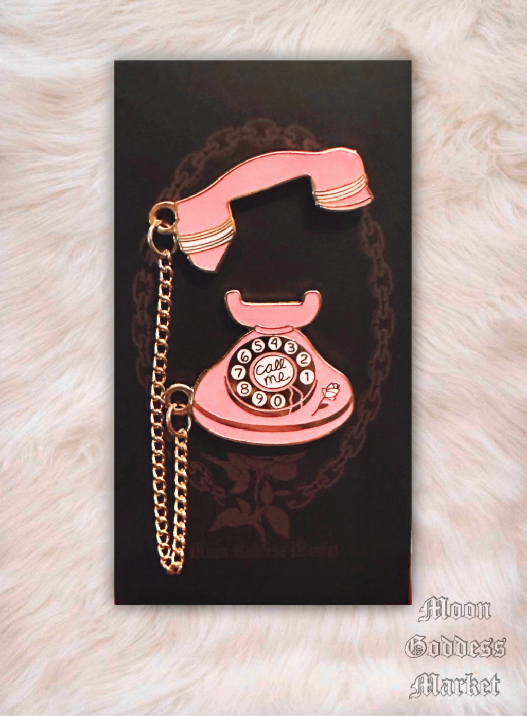 Call Me Vintage Rotary Phone Lapel Pin | Original Moon Goddess Market Design | Register Copyright | Glitter