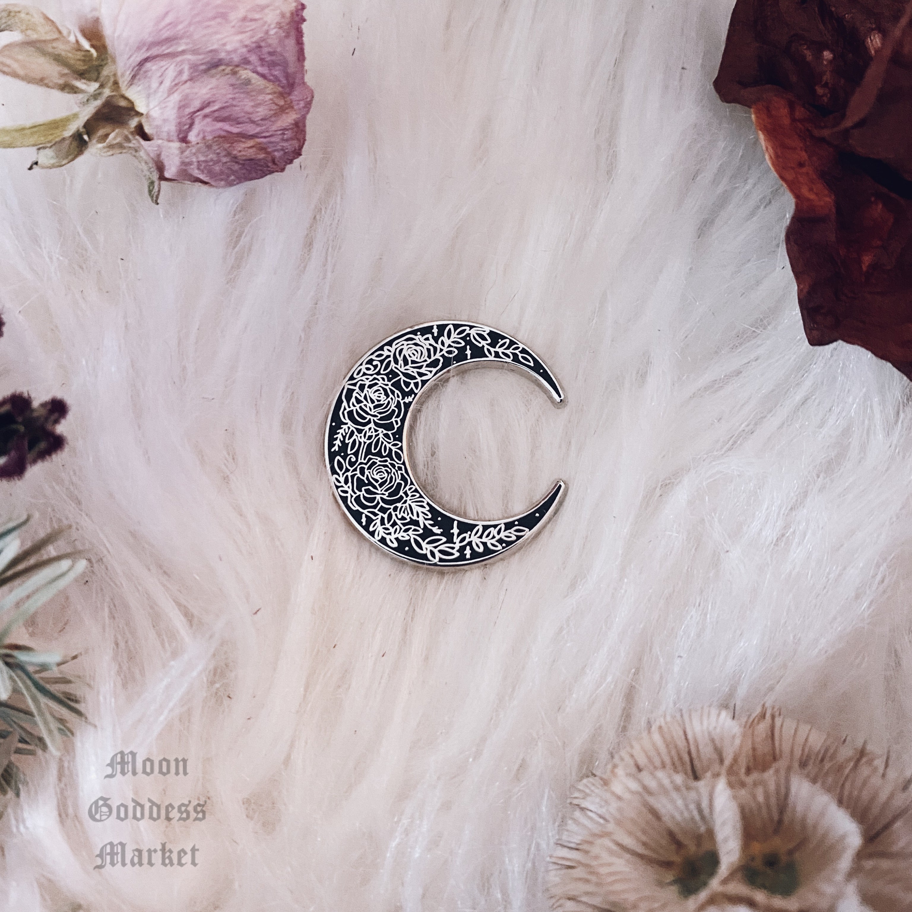 Rose Moon Lapel Pin - Moon Goddess Market