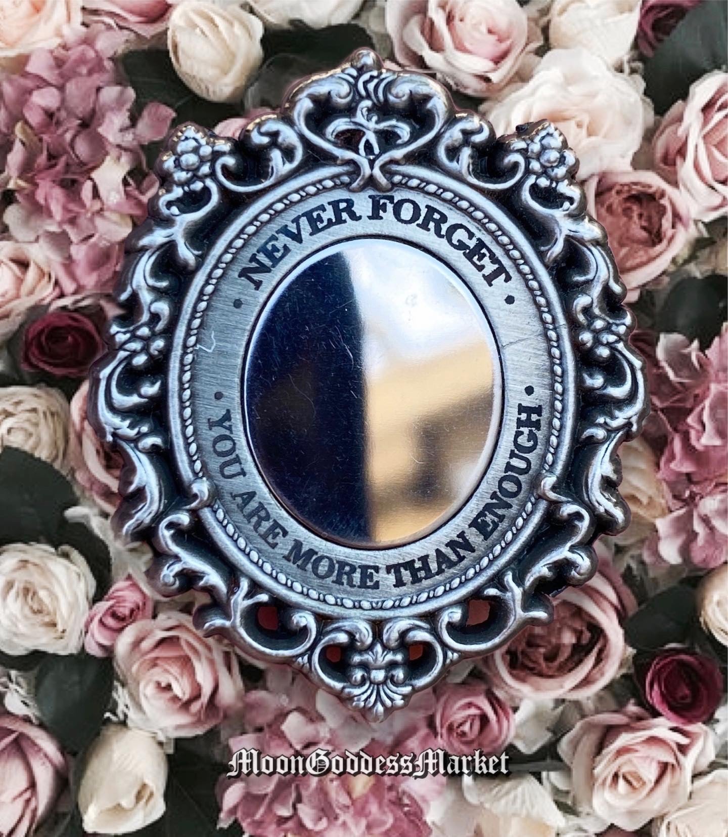 Silver Never Forget You Are More Than Enough Mirror Lapel Pin - Moon Goddess Market