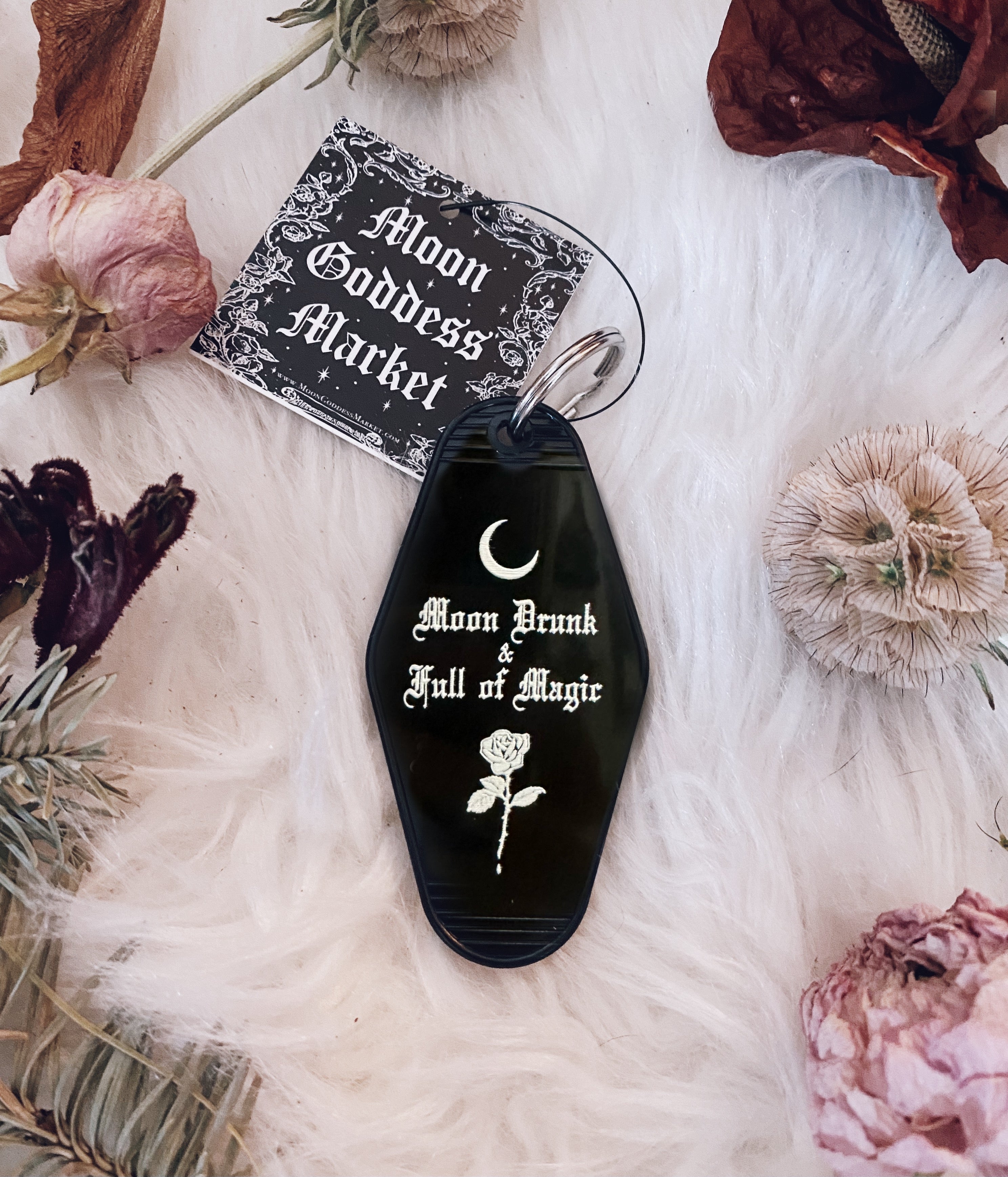 Moon Drunk and Full of Magic Keychain - Moon Goddess Market