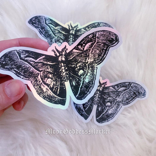 Vintage Moth Holographic Sticker 4” - Moon Goddess Market