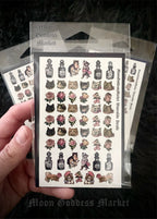 Vintage Kitty Cats and Flower Nail Decals - Moon Goddess Market