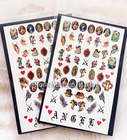 Angels Madonna Mary Saint Bleeding Heart Nail Decals - Moon Goddess Market
