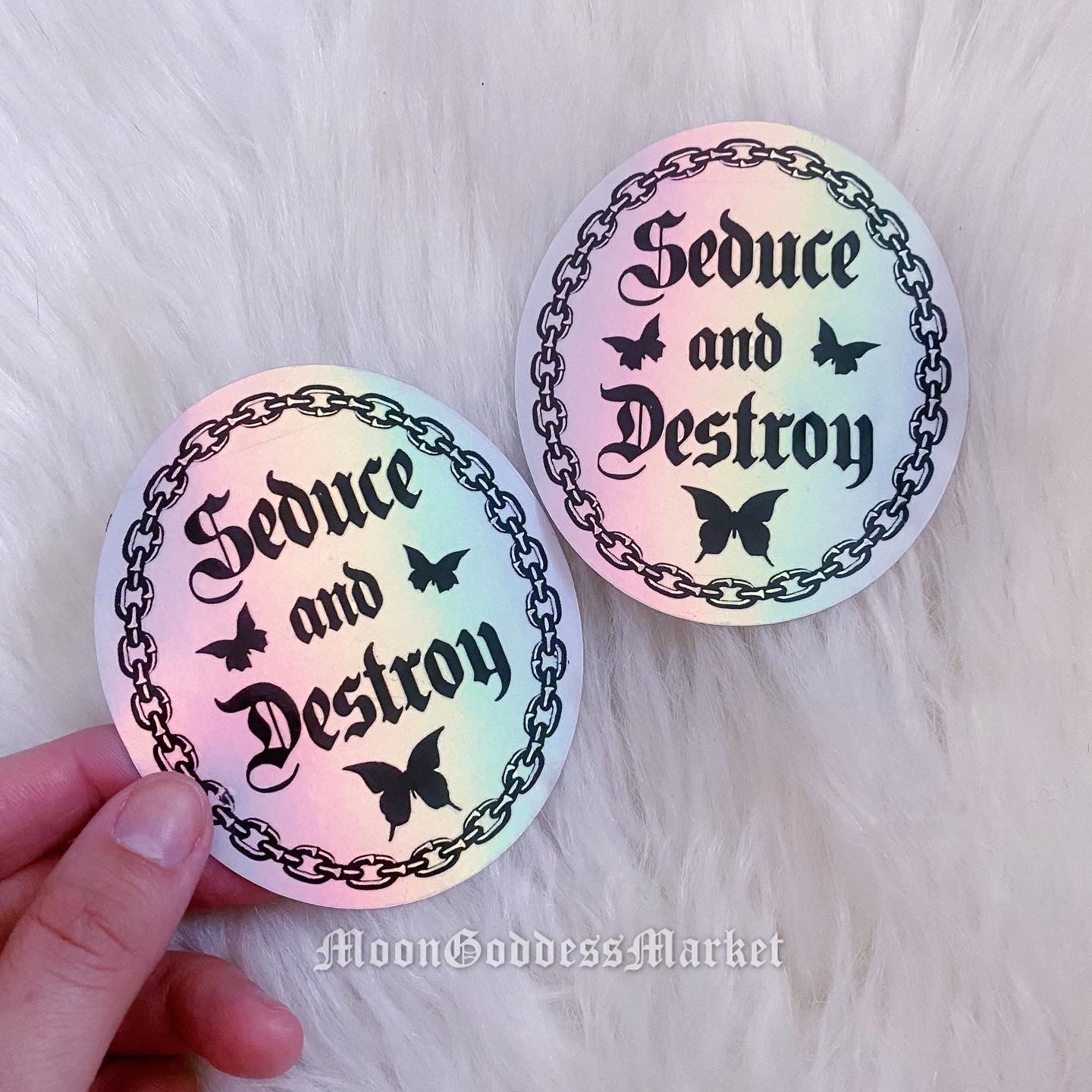 Seduce and Destroy Holographic Sticker 4” - Moon Goddess Market